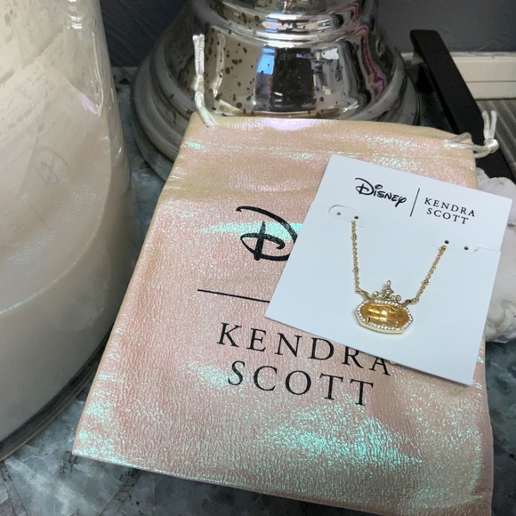 Disney | Kendra Scott Elisa Princess Short Gold Pendant in Orange Citrine - Picture 4 of 4
